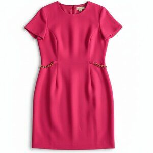 Talbots Pink Sheath Dress Chain Detail Short Sleeve Knee Length Size 14